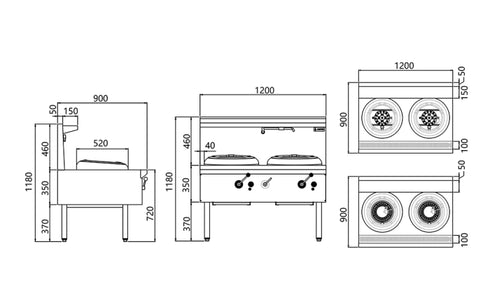 Jasper Double Wok Range (Chimney Burner) JA-2CB